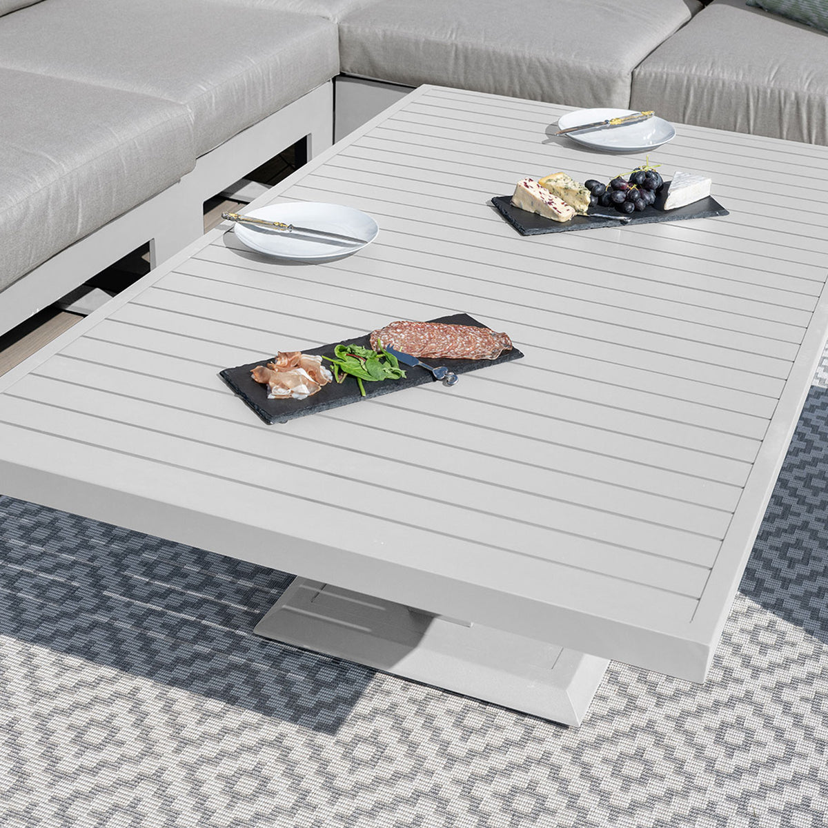 Maze Amalfi White Large Outdoor Corner Dining Set with Rectangular Rising Table