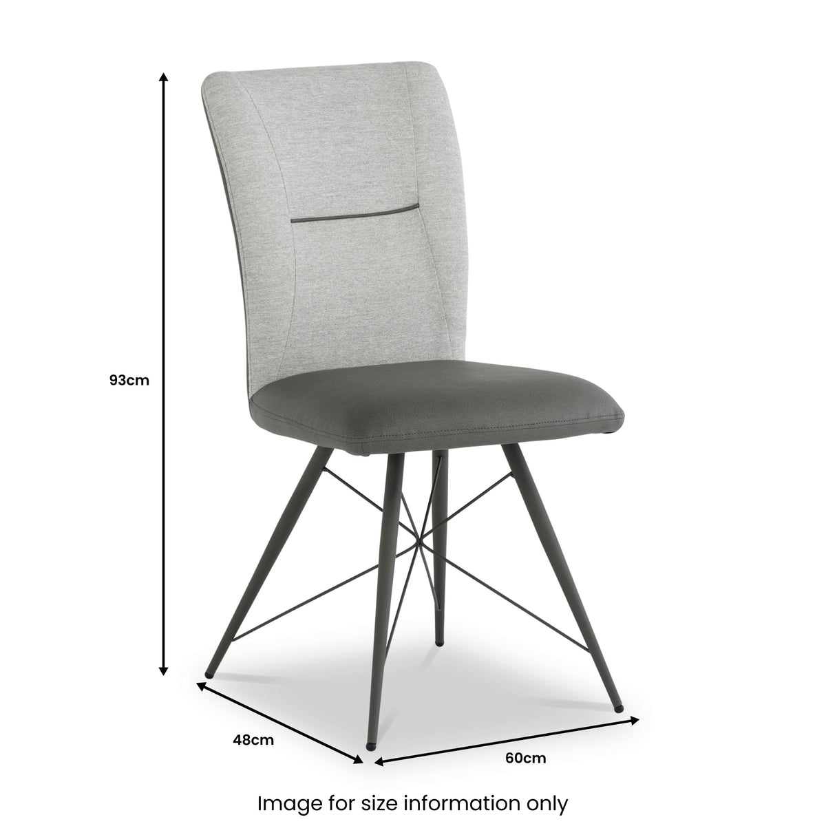 Parker Light Grey Fabric Dining Chair dimensions