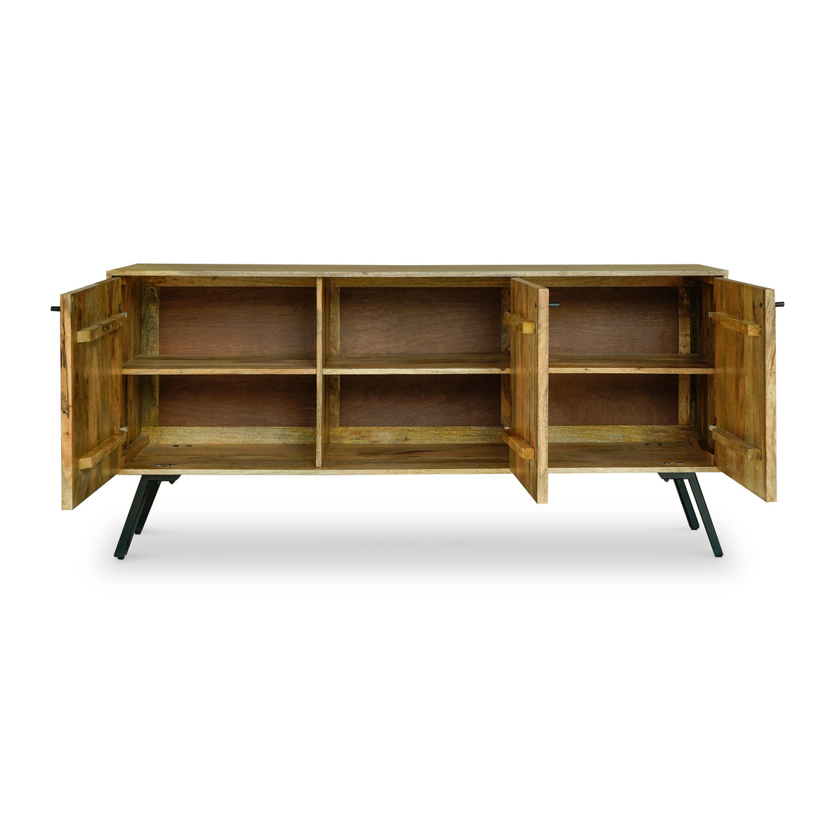 Maddox Grooved Mango Wood 3 Door Sideboard Cabinet