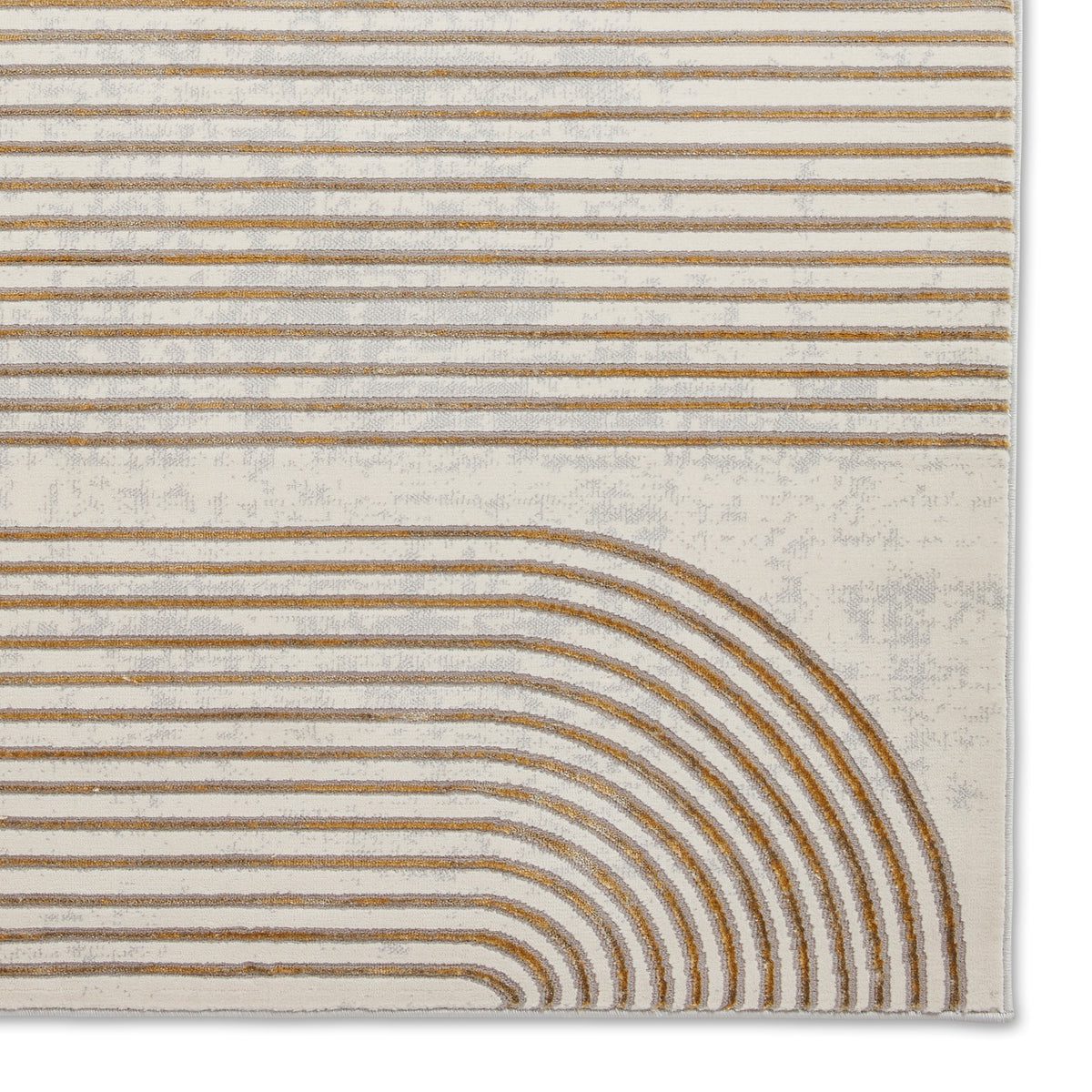 Aldrin Grey Gold Swirl Patterned Rug
