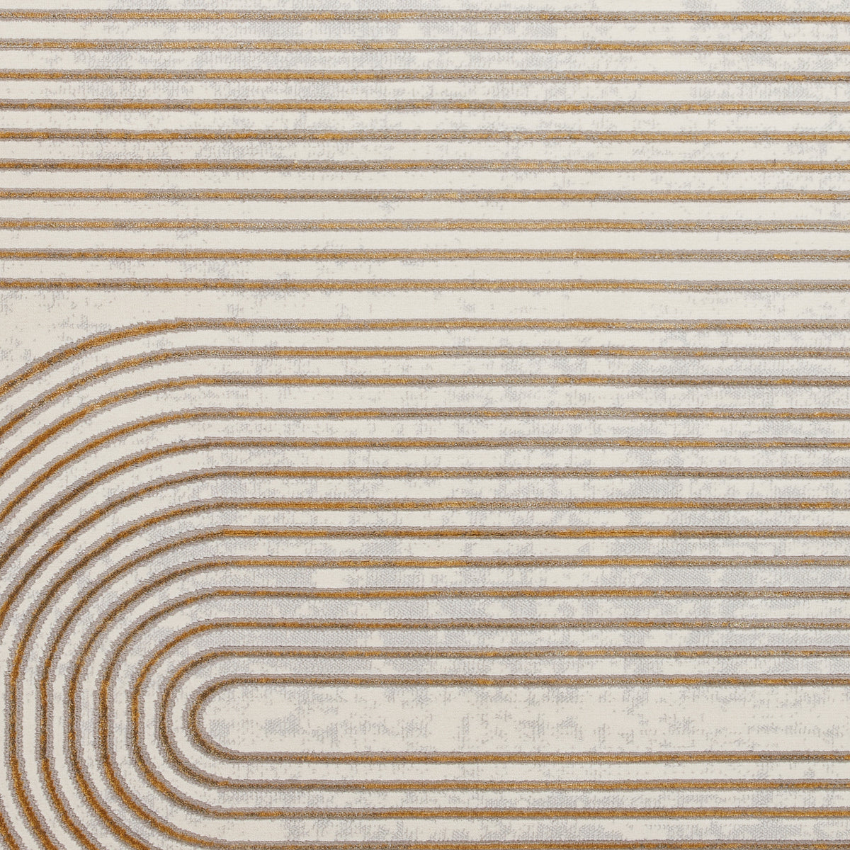 Aldrin Grey Gold Swirl Patterned Rug