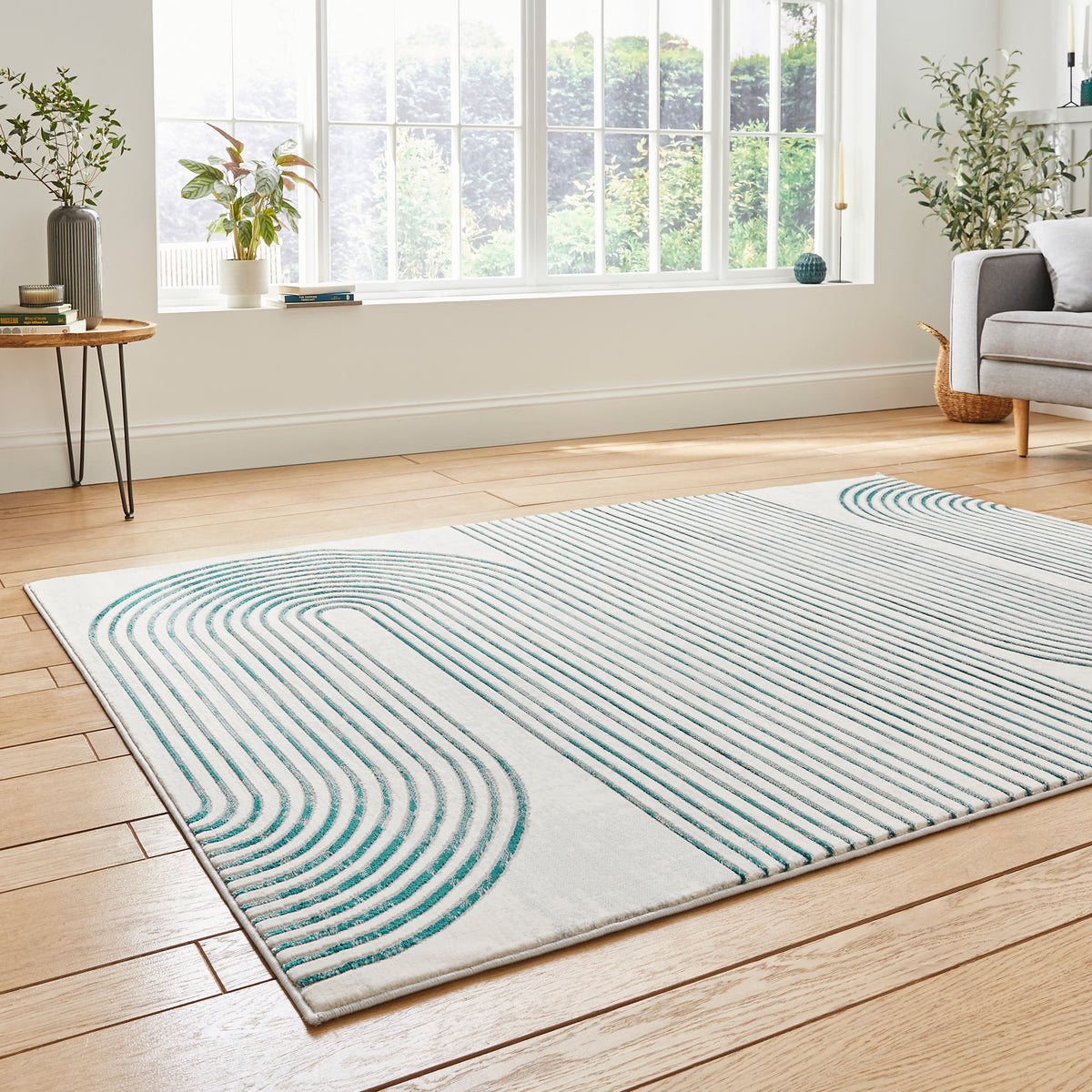 Aldrin Grey Green Swirl Patterned Rug for bedroom