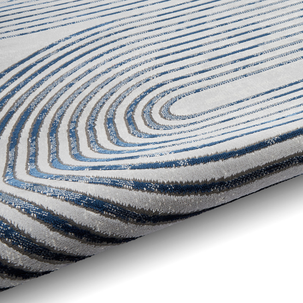 Aldrin Grey Navy Swirl Patterned Rug