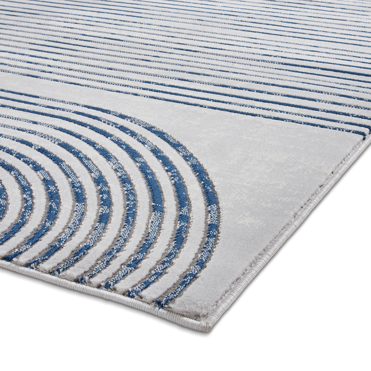 Aldrin Grey Navy Swirl Patterned Rug