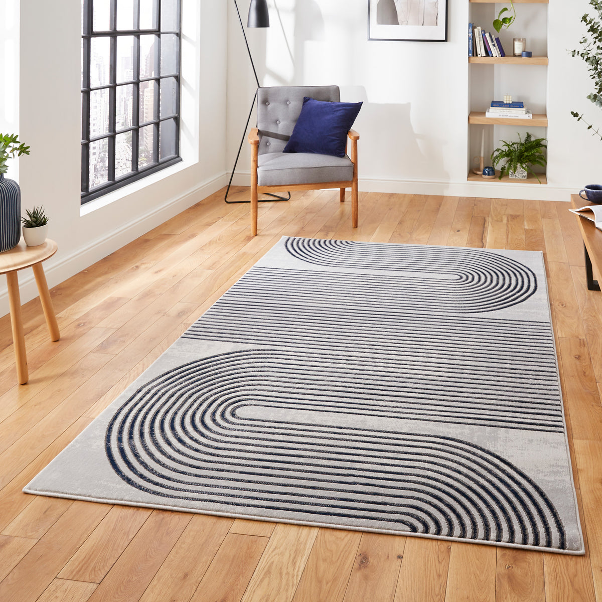Aldrin Grey Navy Swirl Patterned RugAldrin Grey Navy Swirl Patterned Rug for living room