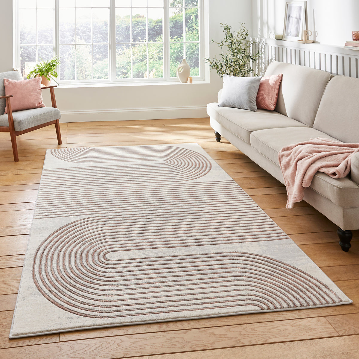 Aldrin Grey Rose Swirl Patterned Rug for living room
