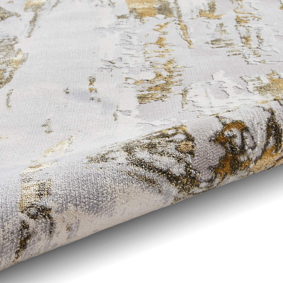 Aldrin Grey Gold Distressed Patterned Rug