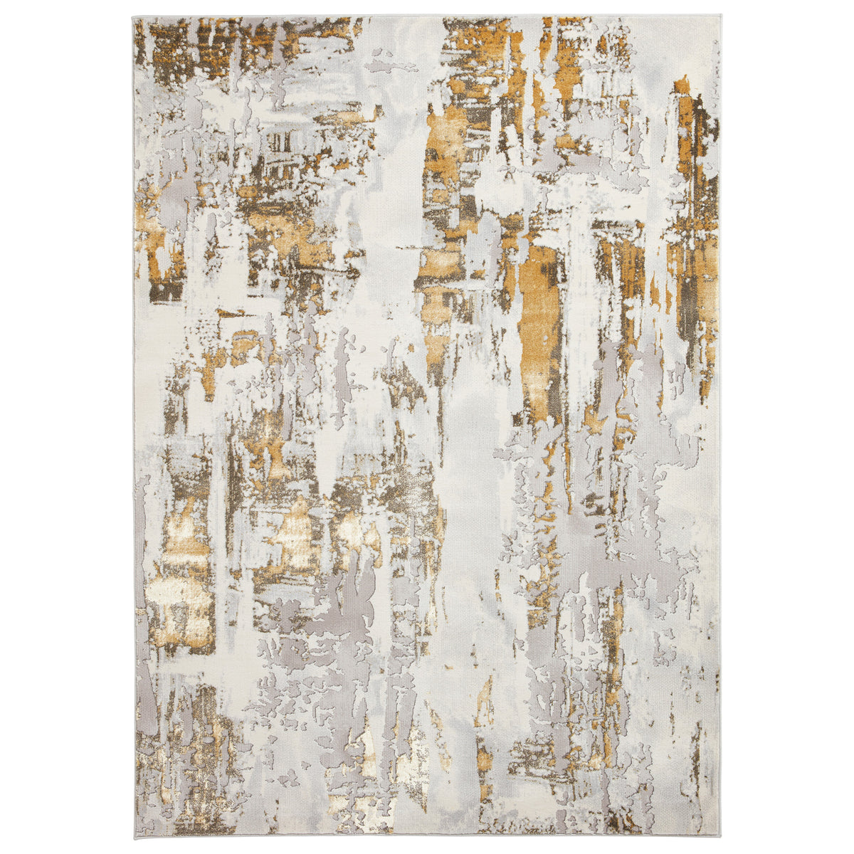Aldrin Grey Gold Distressed Patterned Rug from Roseland Furniture