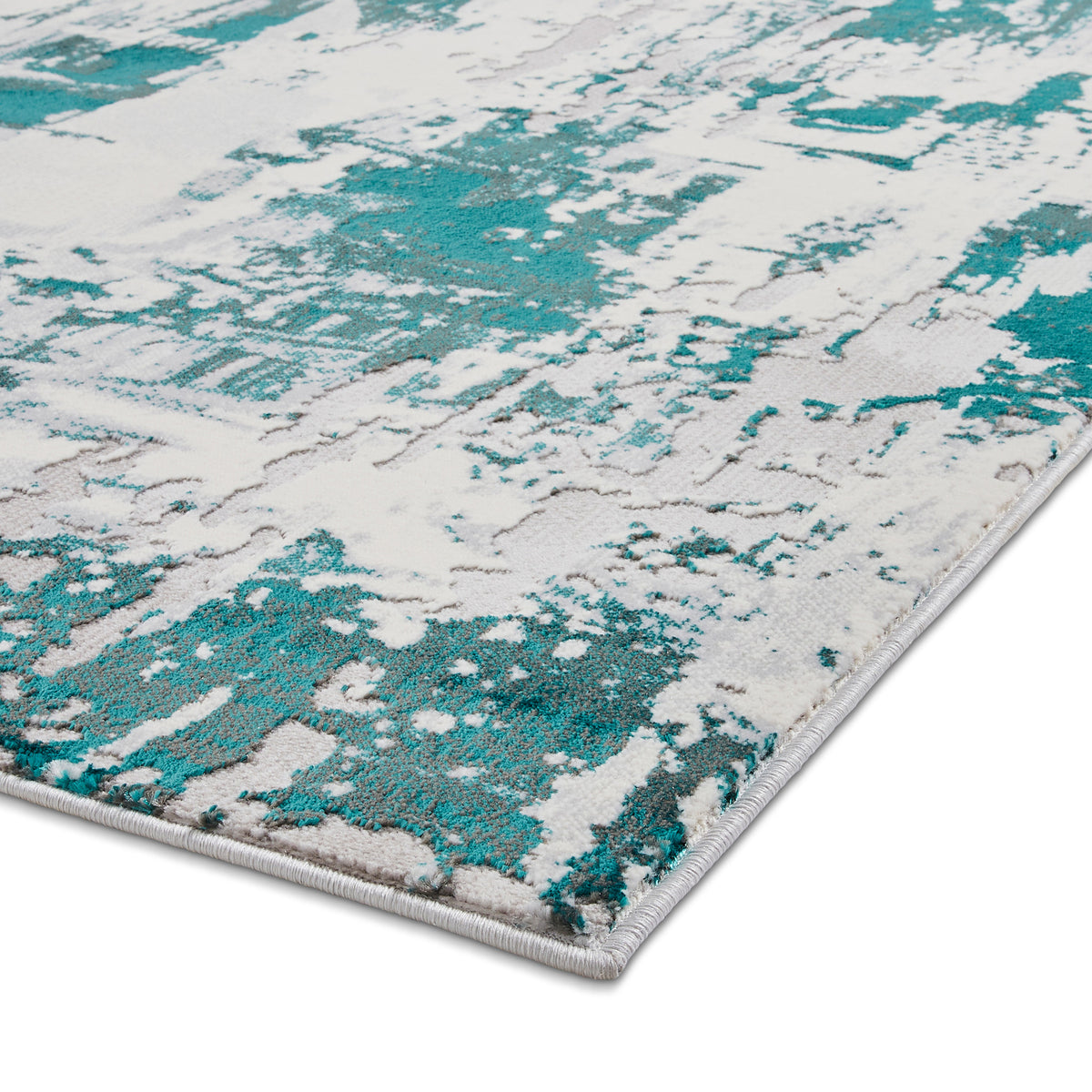 Aldrin Grey Green Distressed Patterned Rug