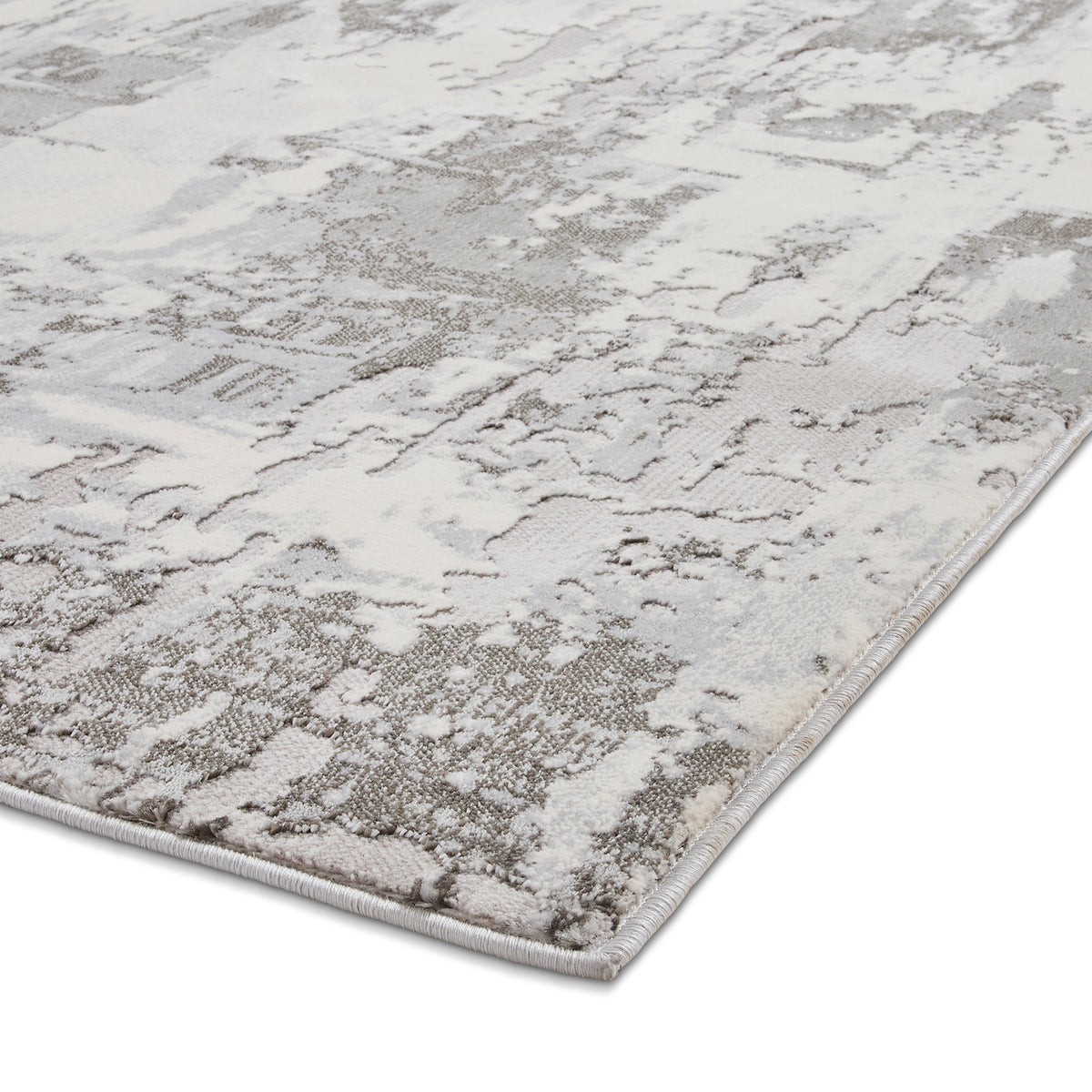 Aldrin Grey Ivory Distressed Patterned Rug