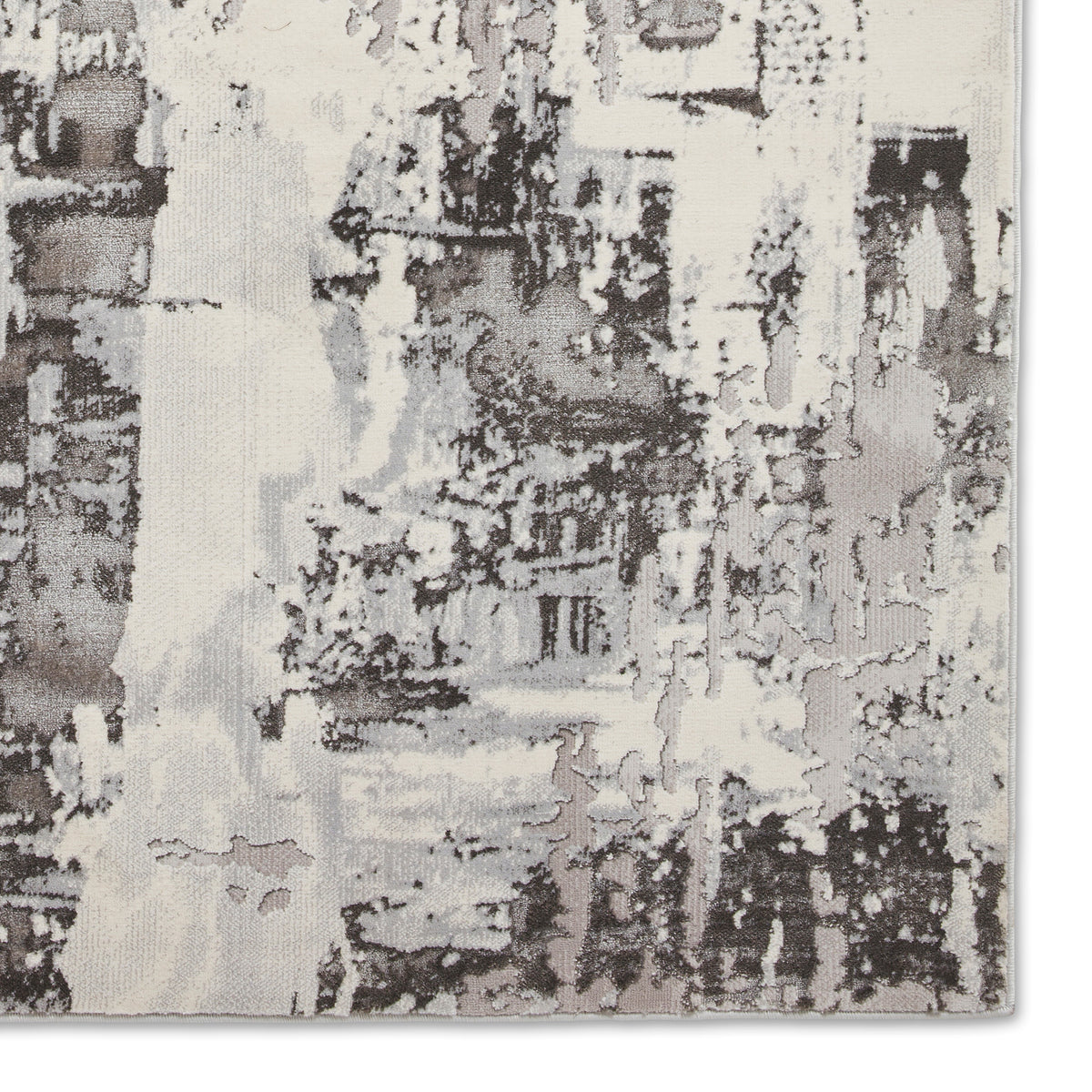 Aldrin Grey Ivory Distressed Patterned Rug