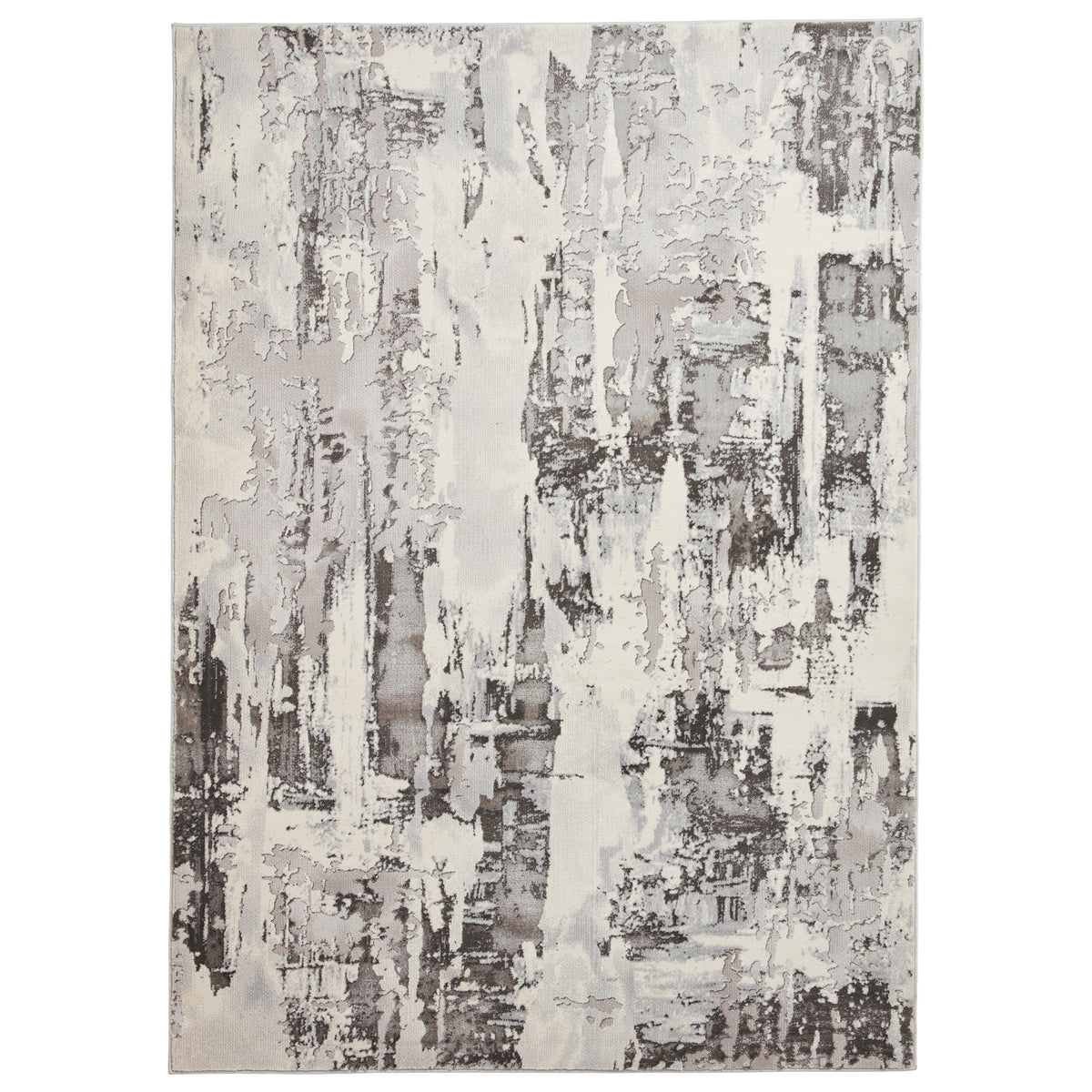 Aldrin Grey Ivory Distressed Patterned Rug from Roseland Furniture