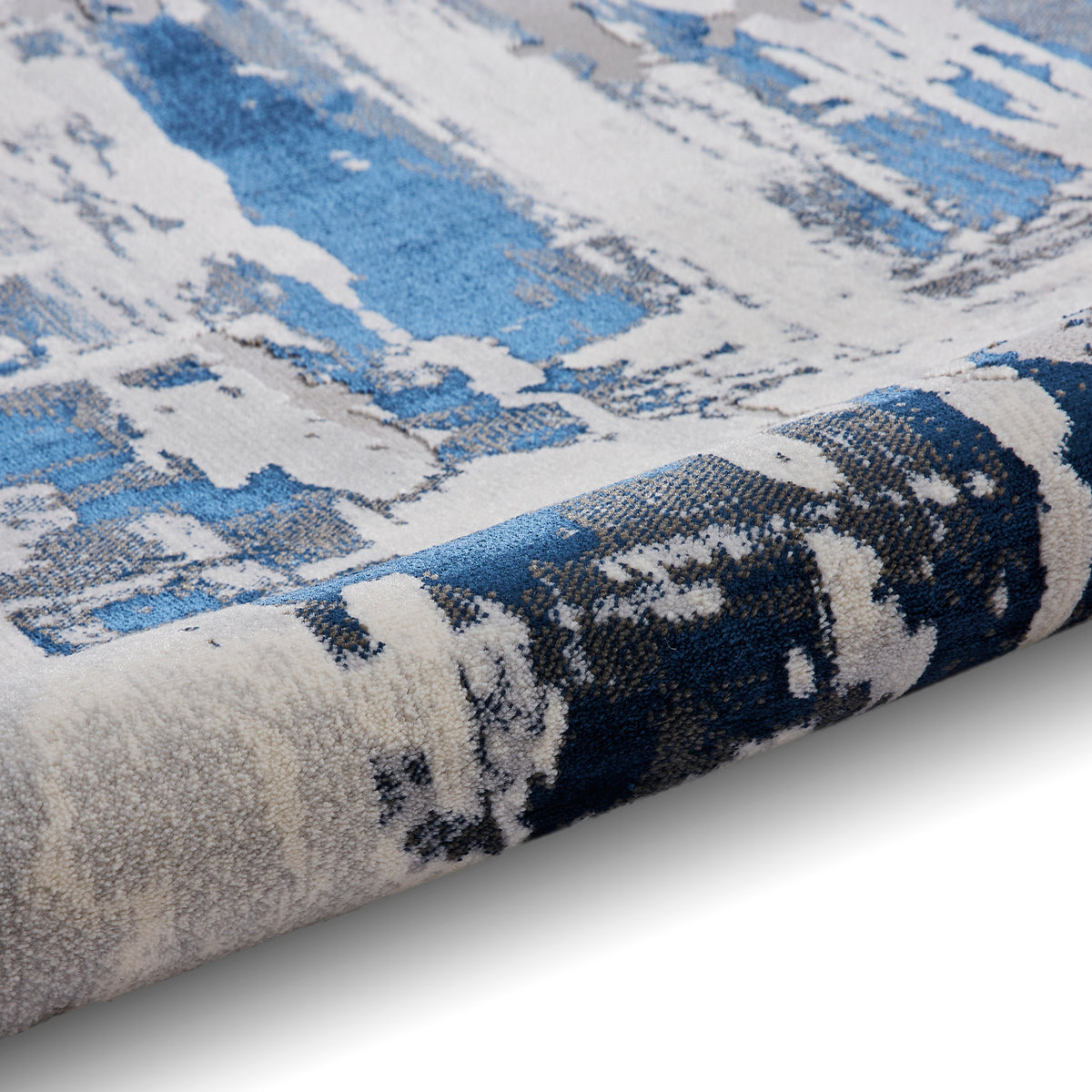 Aldrin Grey Navy Distressed Patterned Rug