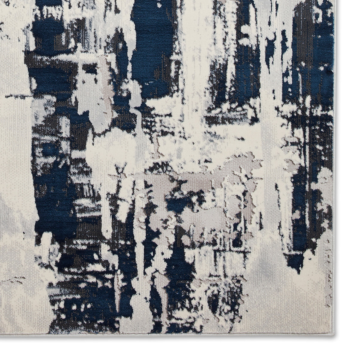 Aldrin Grey Navy Distressed Patterned Rug