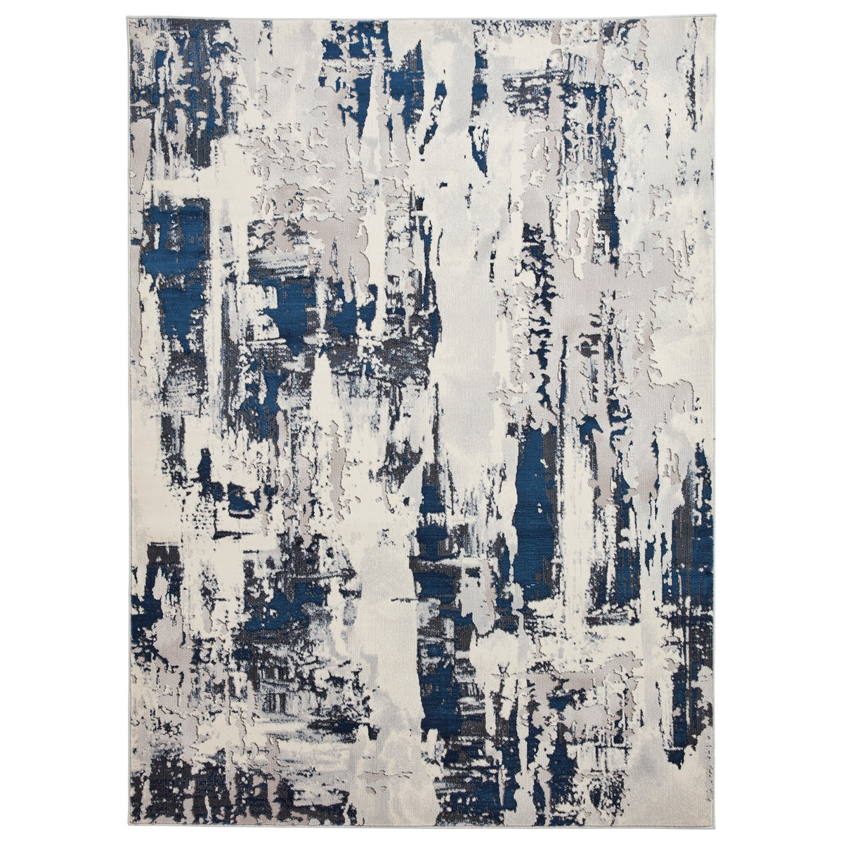 Aldrin Grey Navy Distressed Patterned Rug from Roseland Furniture