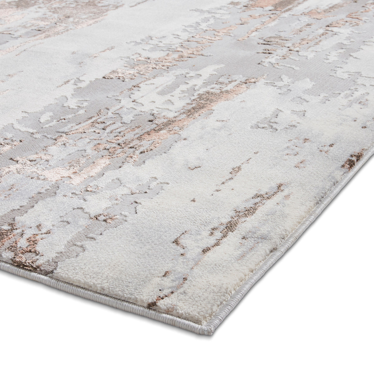 Aldrin Grey Rose Distressed Patterned Rug