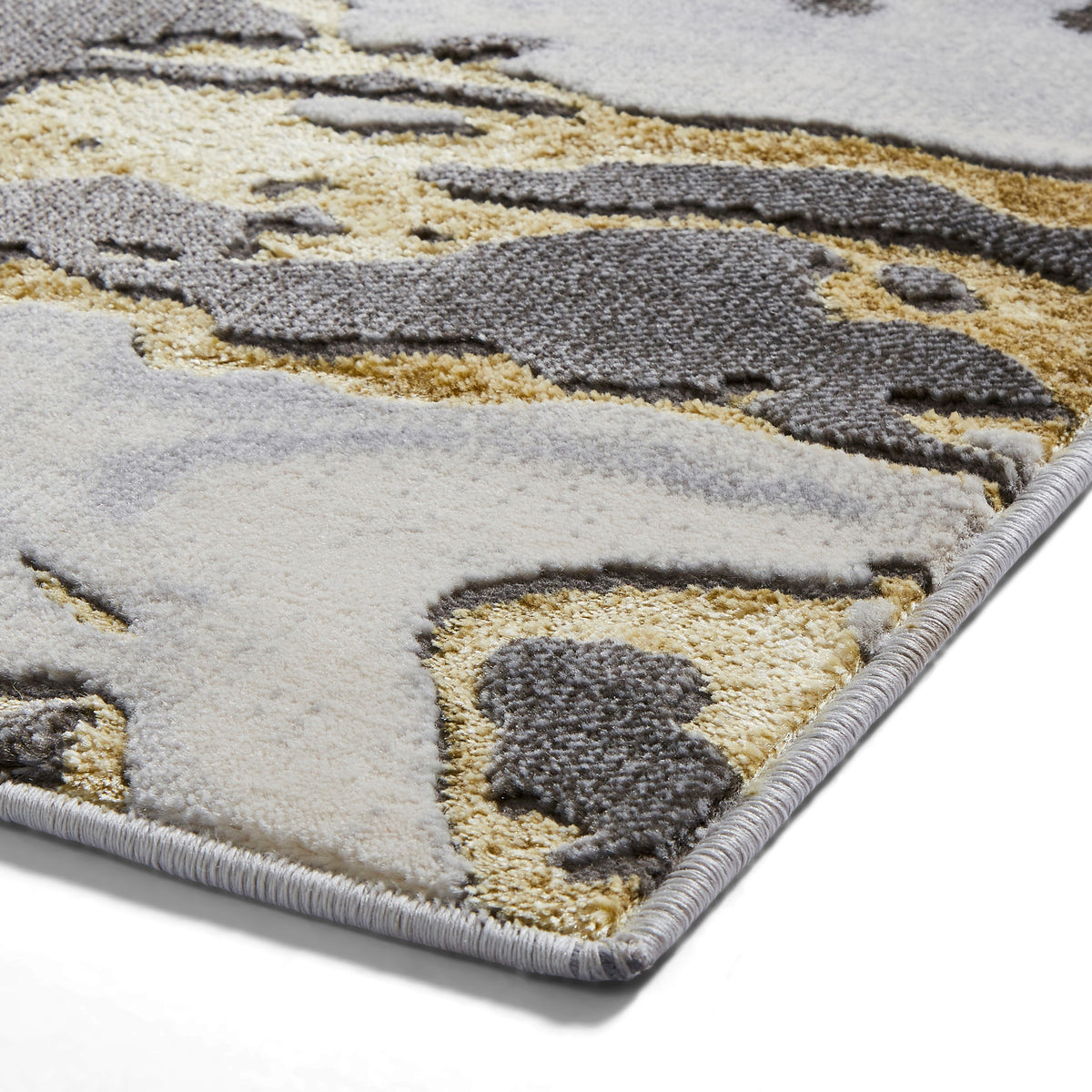 Aldrin Grey gold Marble Swirl Rug