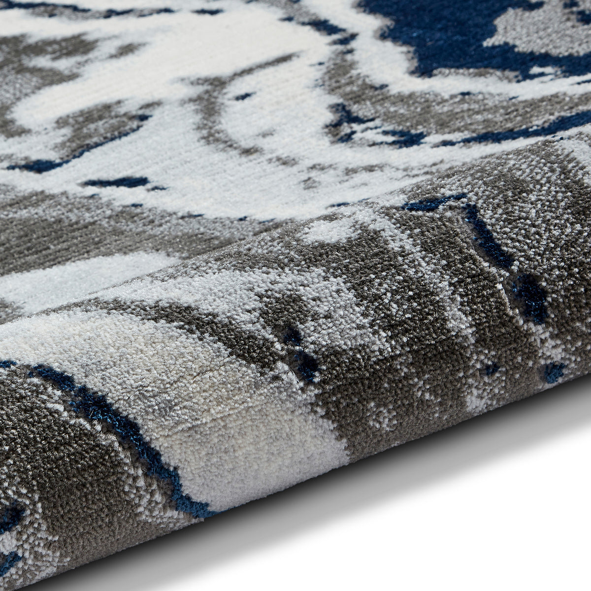 Aldrin Grey Navy Marble Swirl Rug