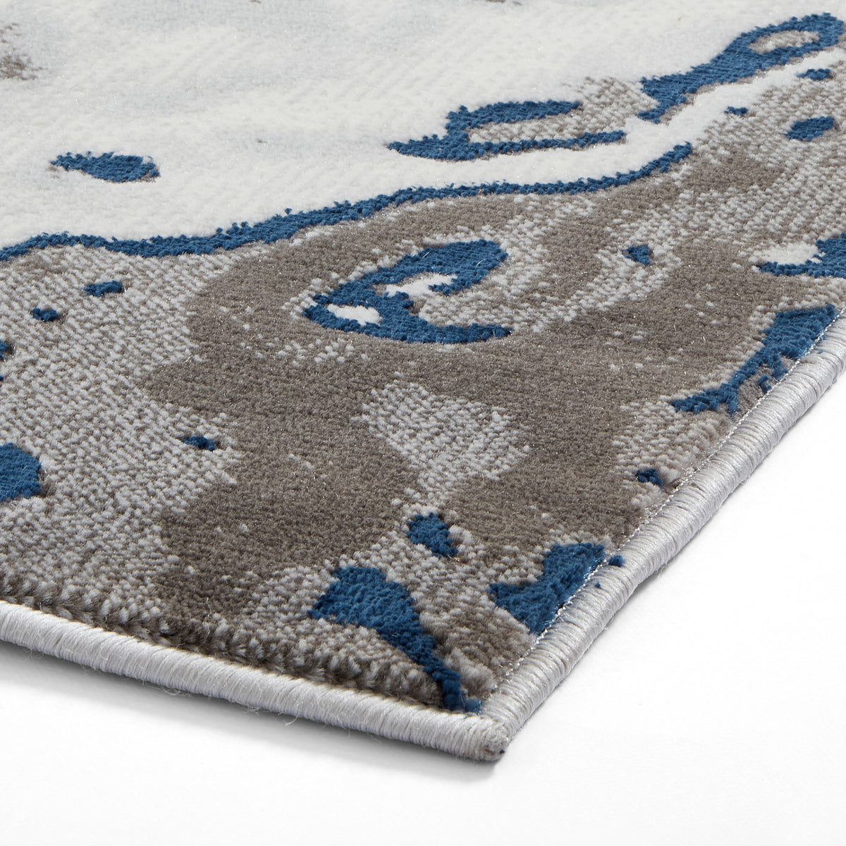 Aldrin Grey Navy Marble Swirl Rug