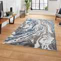 Aldrin Grey Navy Marble Swirl Rug for living room