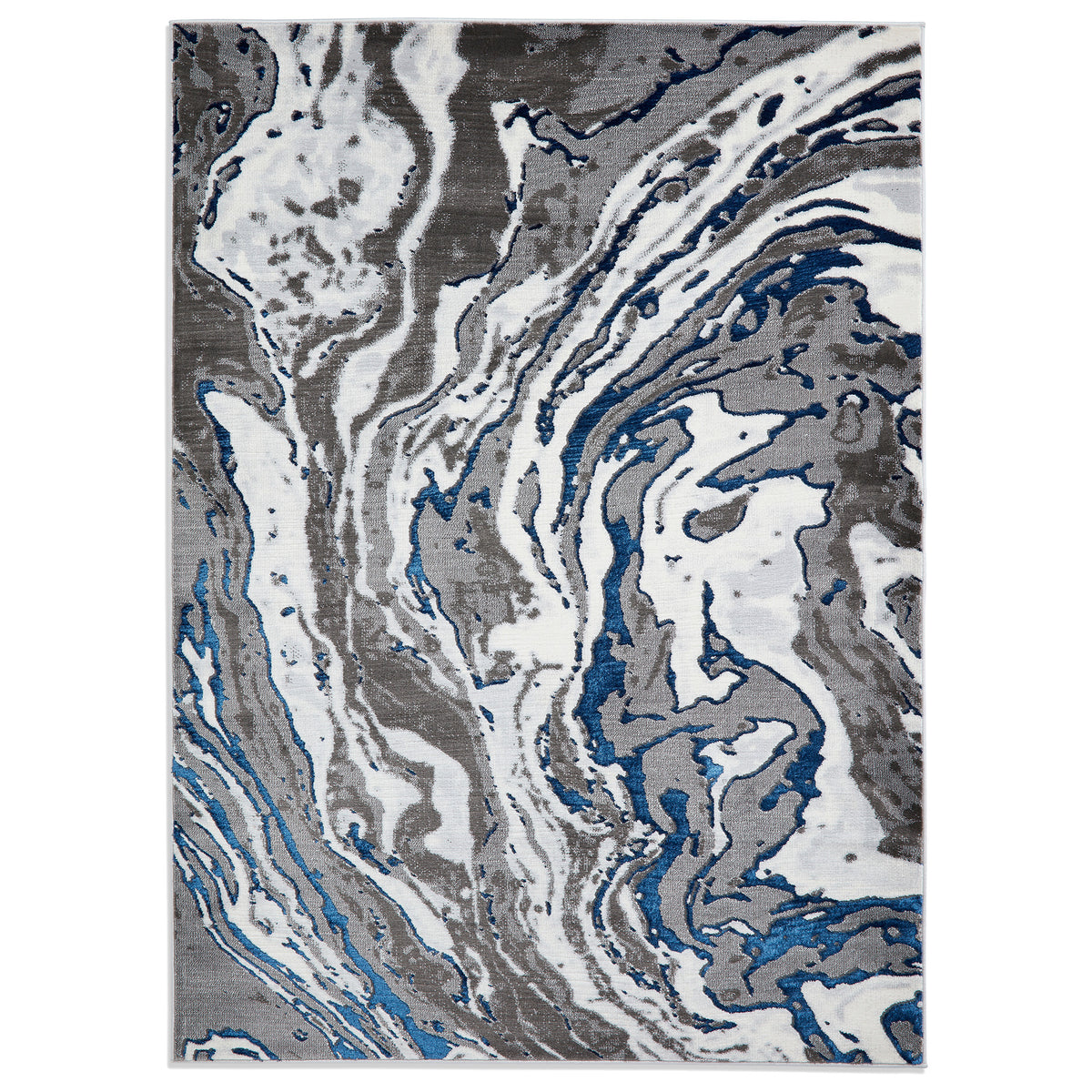 Aldrin Grey Navy Marble Swirl Rug from roseland furniture