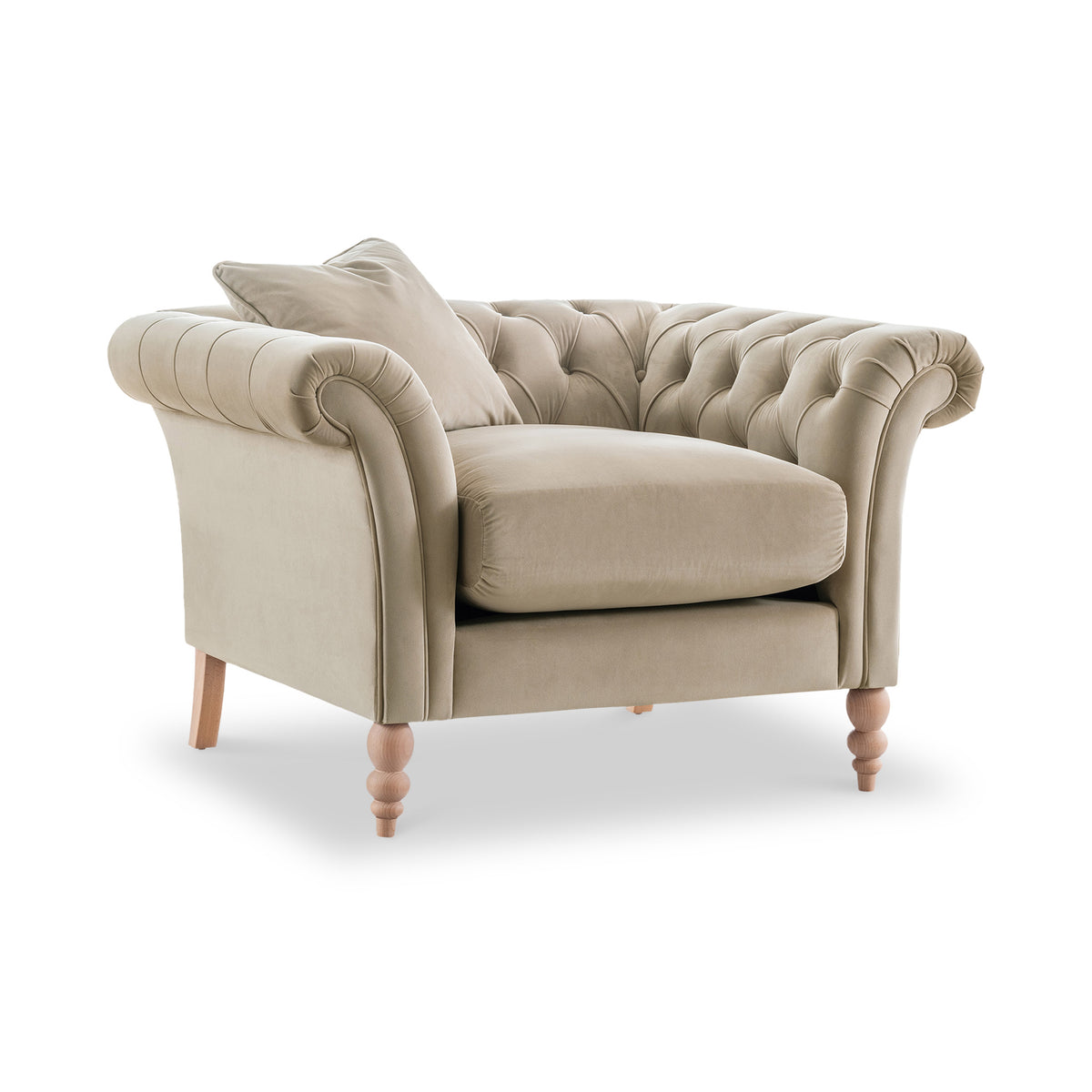 Balmoral Putty Velvet Chesterfield Armchair from Roseland Furniture