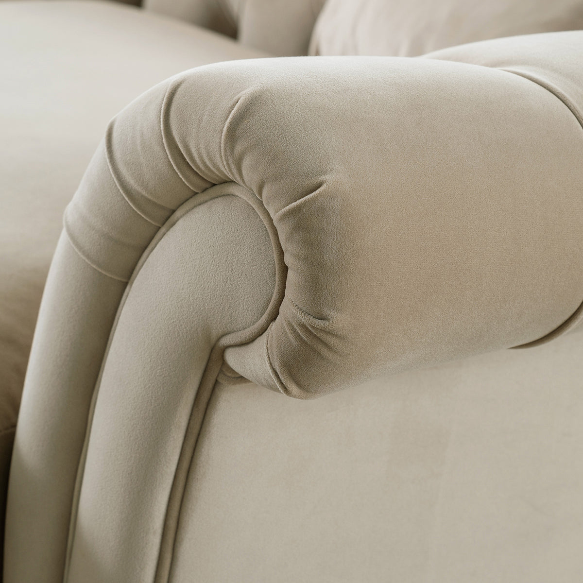 Balmoral Putty Velvet Chesterfield Armchair