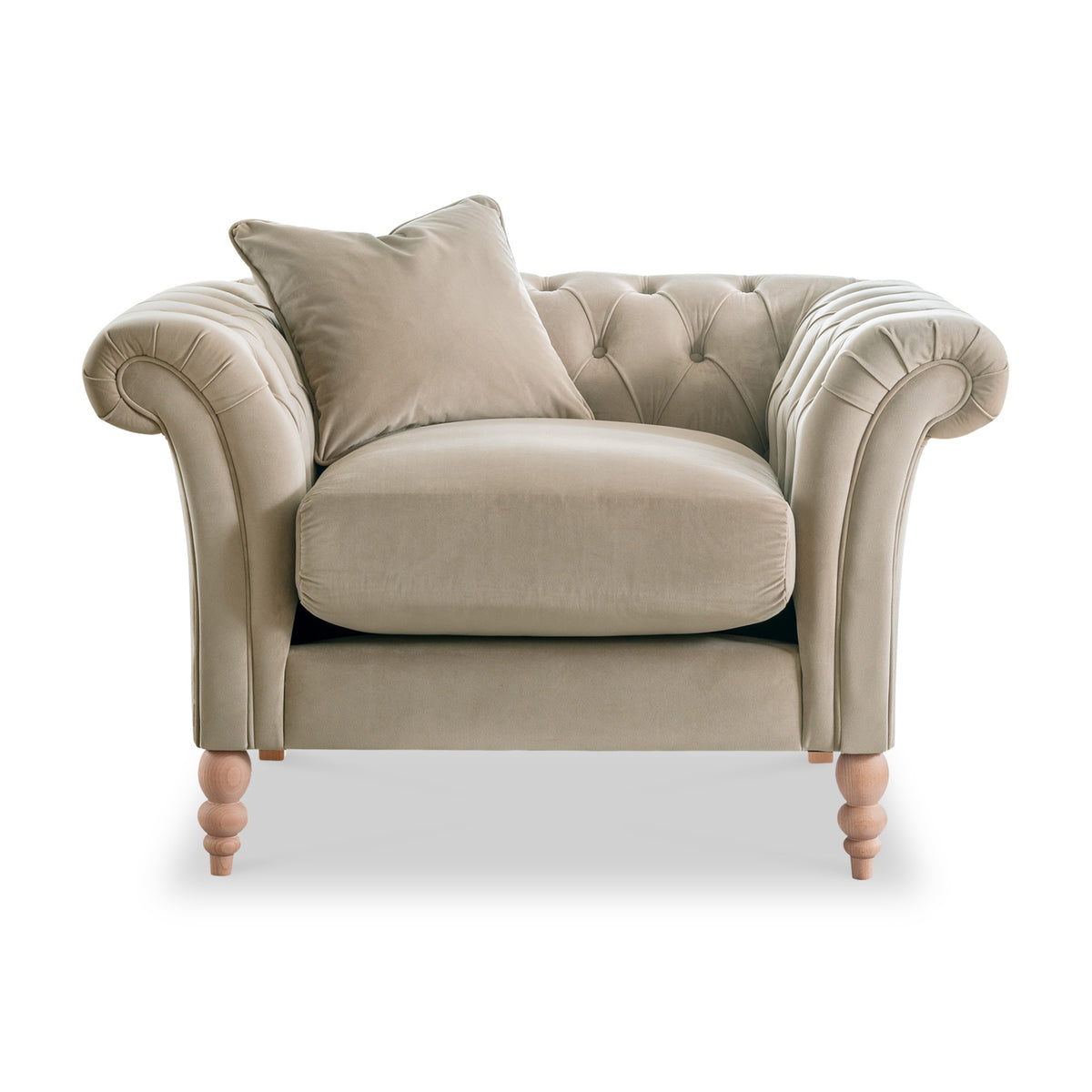 Balmoral Putty Velvet Chesterfield Armchair
