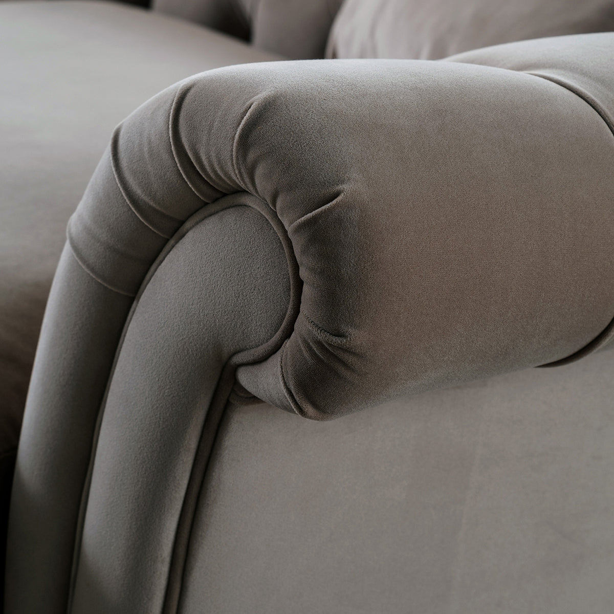 Balmoral Mushroom Velvet Chesterfield Armchair