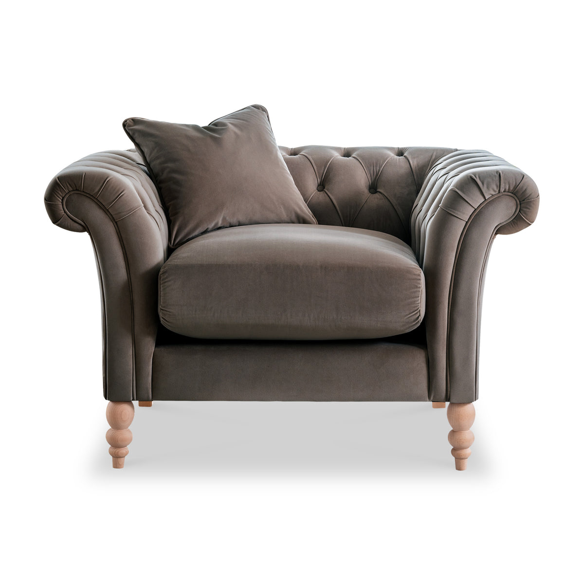 Balmoral Mushroom Velvet Chesterfield Armchair