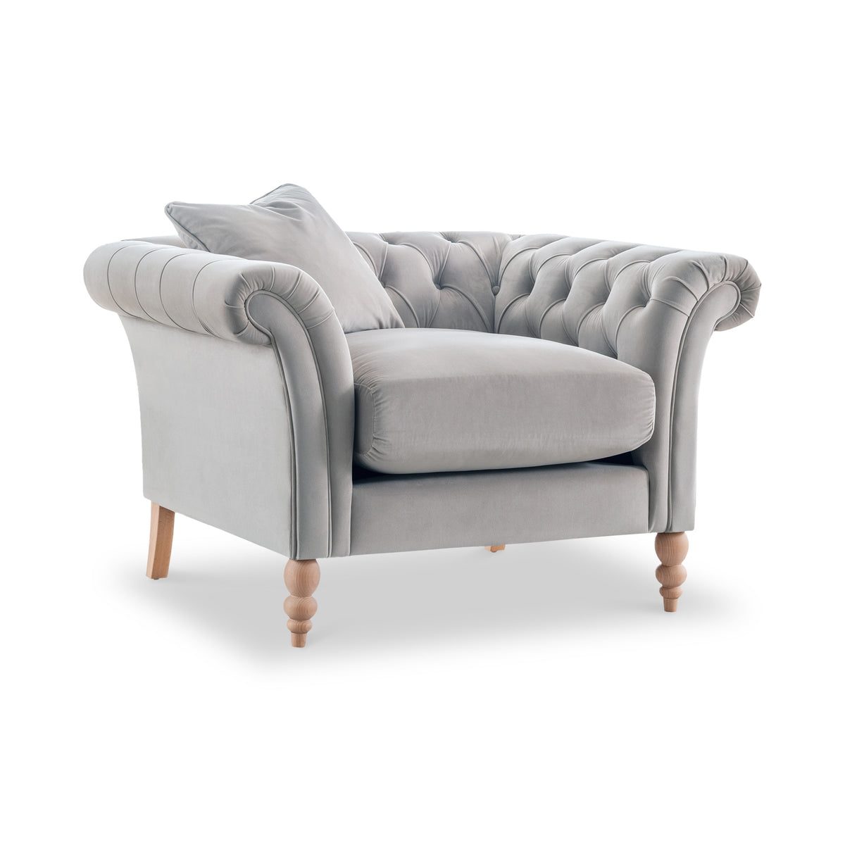 Balmoral Chalk Velvet Chesterfield Armchair from Roseland Furniture