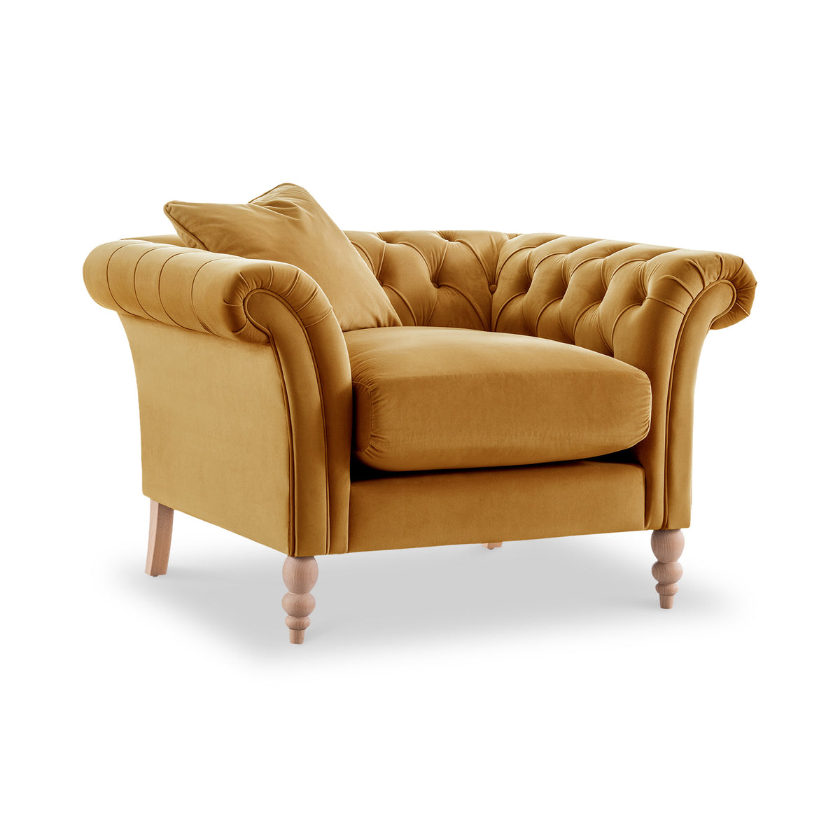 Balmoral Ochre Velvet Chesterfield Armchair from Roseland Furniture