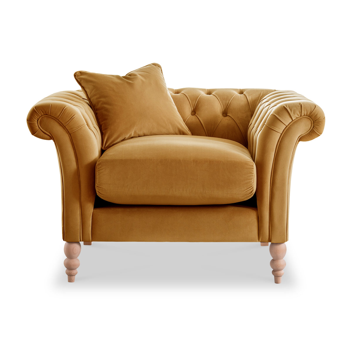 Balmoral Ochre Velvet Chesterfield Armchair