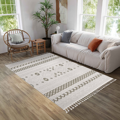 Norcross Flat and Loop Design Tassled Rug