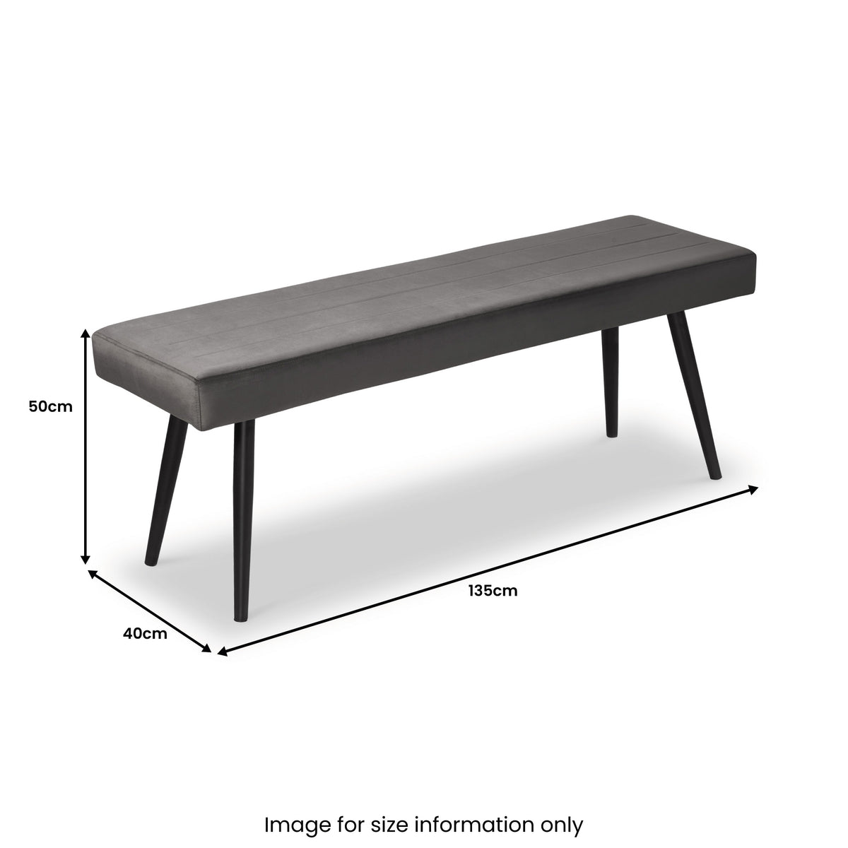 Whitstone Grey Velvet Dining Bench dimensions