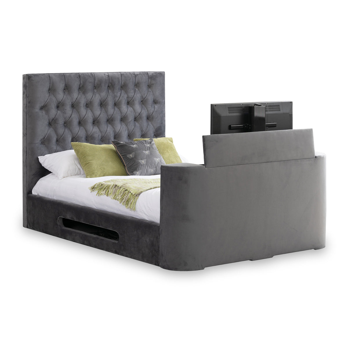 Tilly Velvet TV Bed Frame in Chatsworth Granite by Roseland Furniture