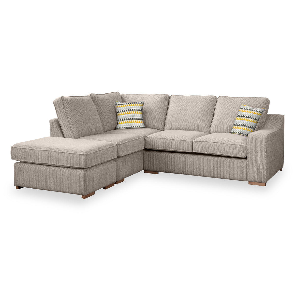 Ashow Beige Left Hand Corner Sofabed with Maika Mustrd Scatter Cushions