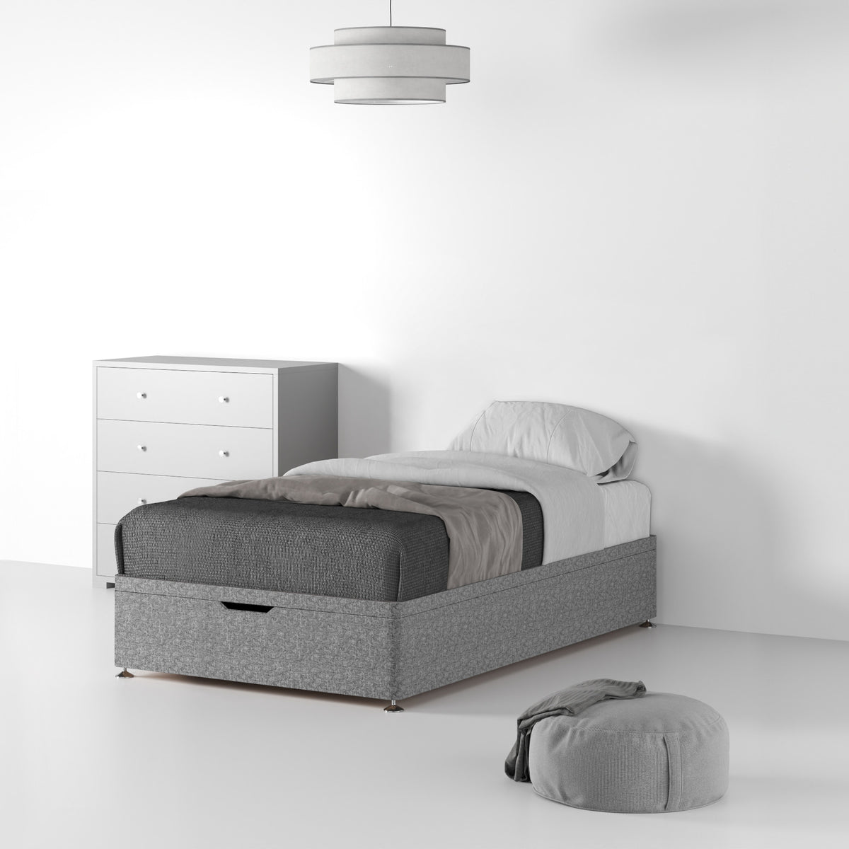 Essential-Divan-Base-Only Linen-Look-Single-Ottoman-Linen-Silver Life1 from Roseland Furniture