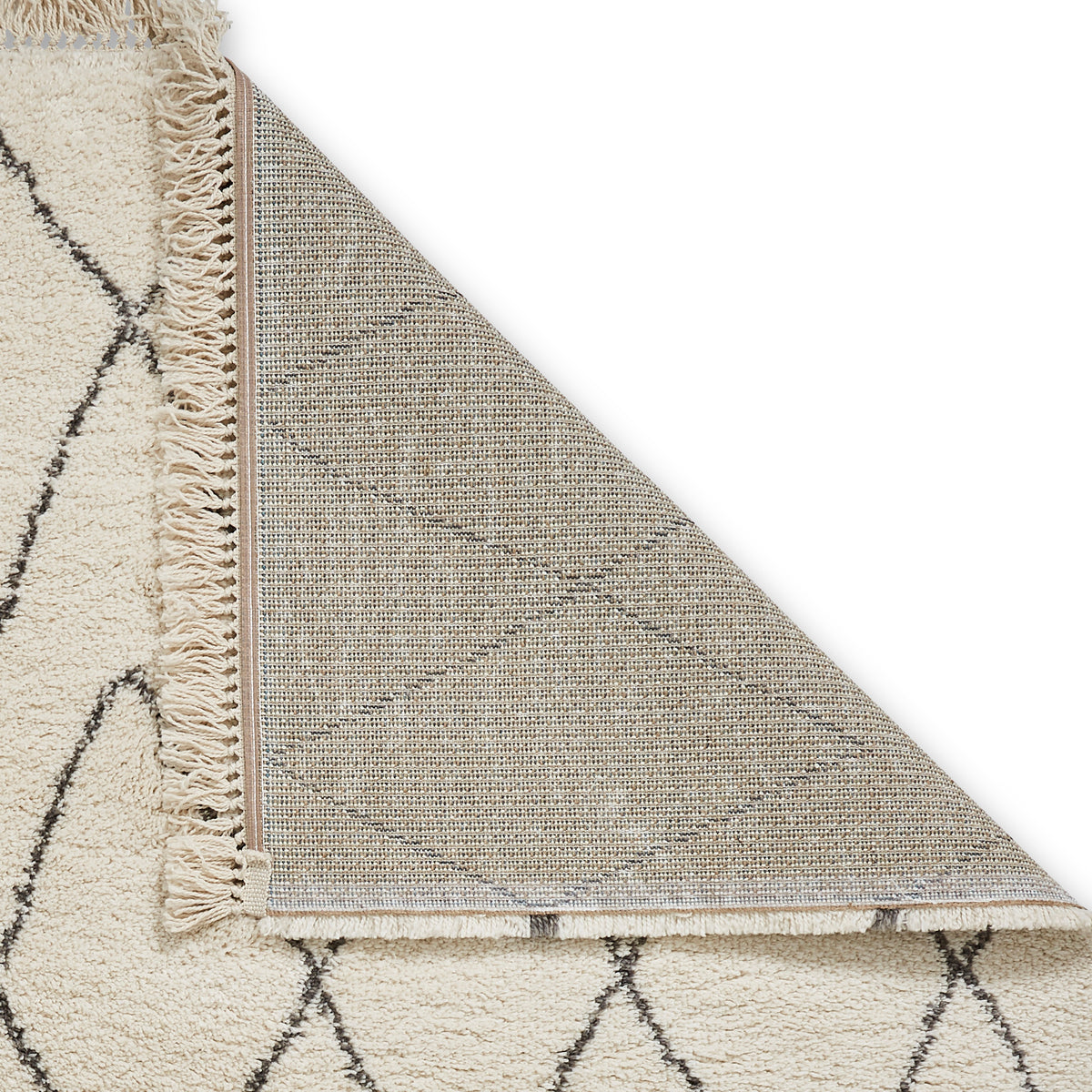Edie Boho Cream Diamond Shaggy Rug