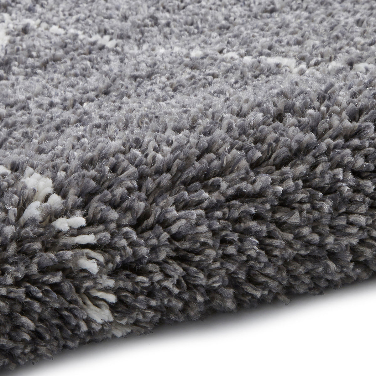Edie Boho Grey Diamond Shaggy Rug