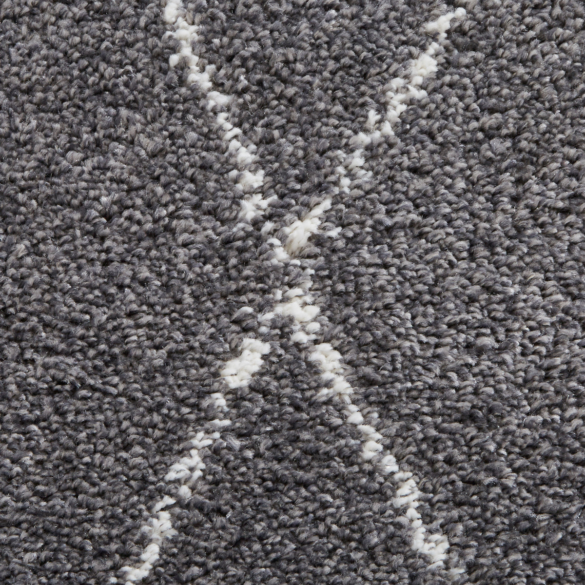 Edie Boho Grey Diamond Shaggy Rug
