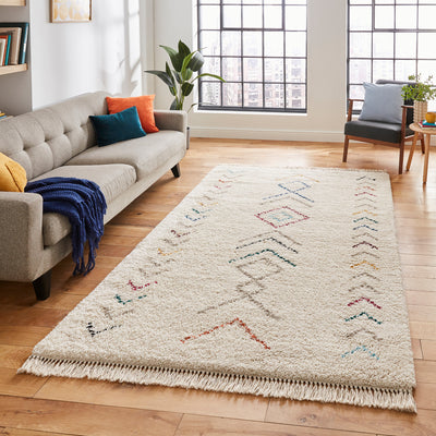 Edie Boho Multi Coloured Chevron Shaggy Rug