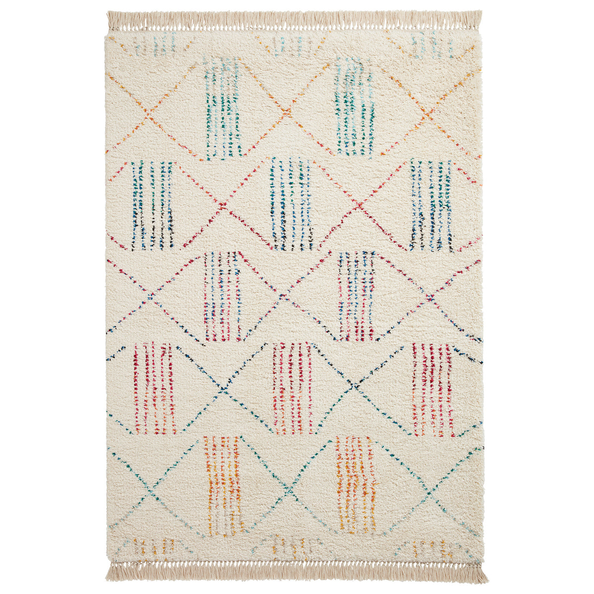 Edie Boho Multi Coloured Patterned Shaggy Rug from Roseland Furniture