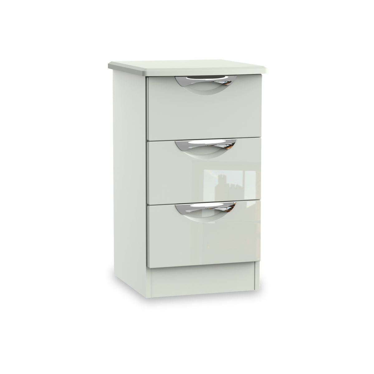 Beckett Cream 3 Drawer Bedside Table by Roseland Furniture