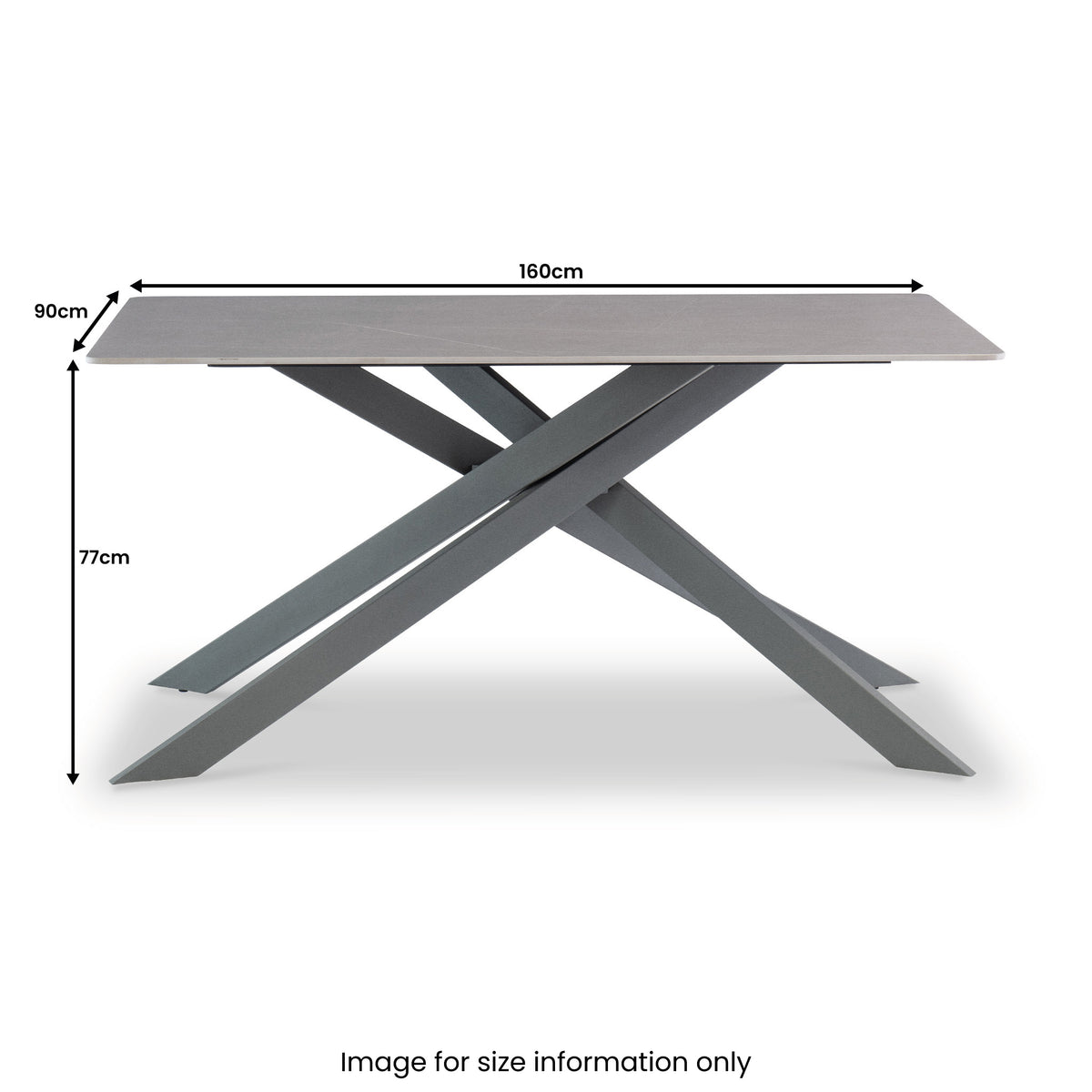 Casey Matt Grey Sintered Stone 160cm Rectangular Dining Table for dining room