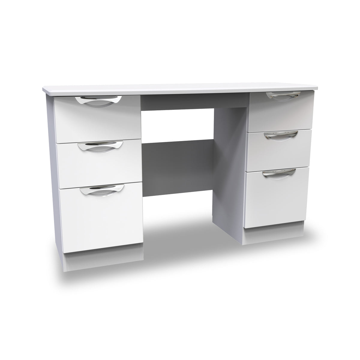 Beckett White Gloss 6 Drawer Storage Desk from Roseland Furniture