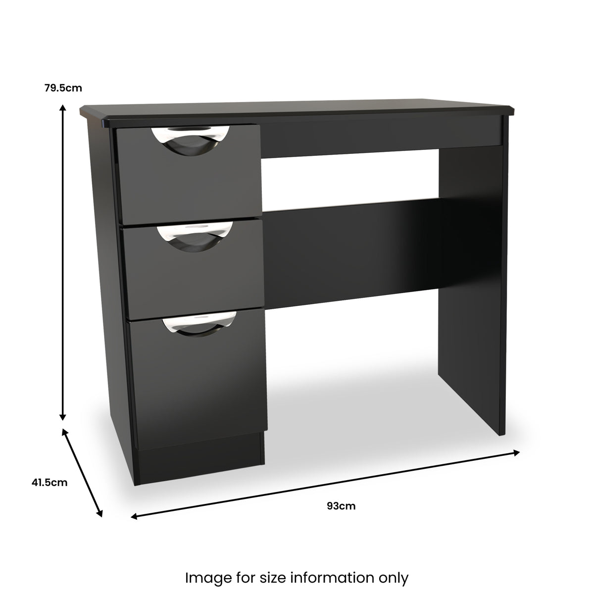 Beckett Black Gloss 3 Drawer Dressing Table from Roseland