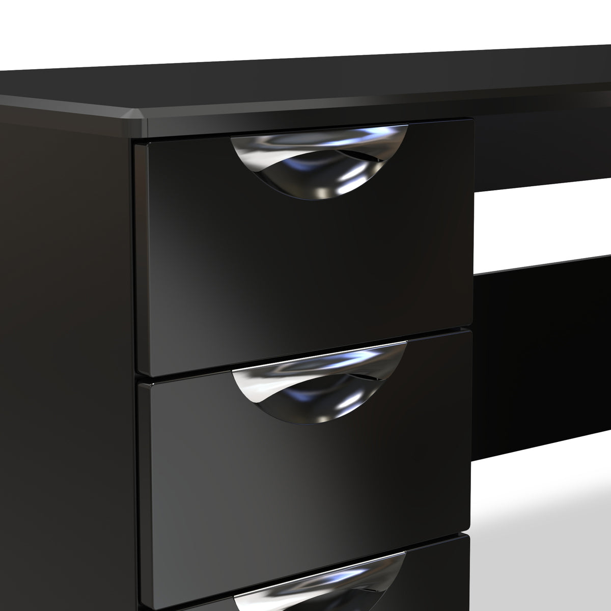 Beckett Black Gloss 3 Drawer Storage Desk