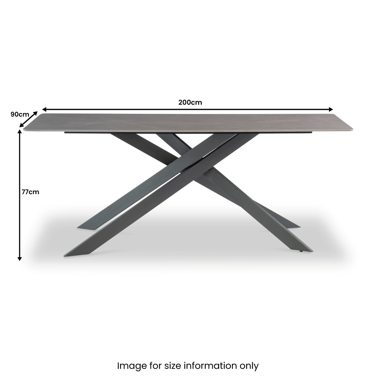 Casey Matt Grey Sintered Stone 200cm Rectangular Dining Table for dining room