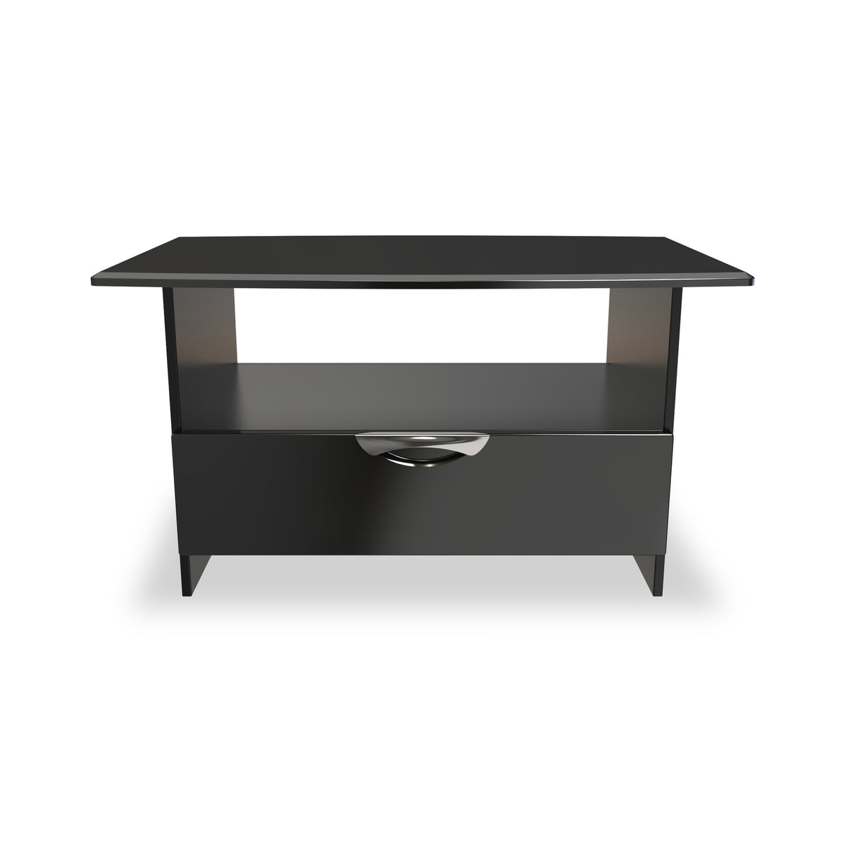 Beckett Black Gloss 1 Drawer with Open Shelf Coffee Table by Roseland Furniture